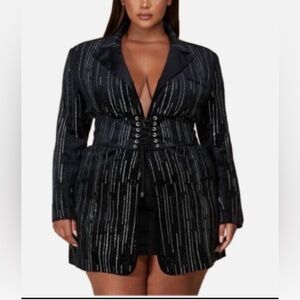 Latiste Black and Silver Patterned Blazer Dress 1X ♥️ Only 1 Available
